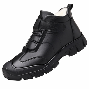 真皮休闲皮鞋男士老人保暖棉鞋男款冬季加绒雪地靴子爸爸鞋子男鞋