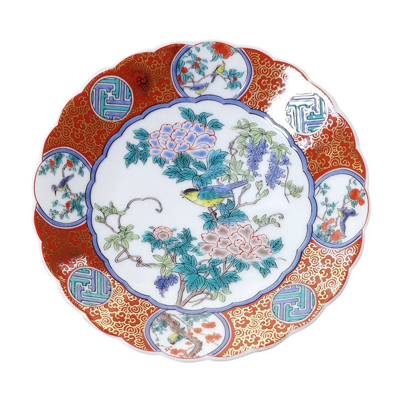 九谷烧圆形复古盘子点心盘13cm