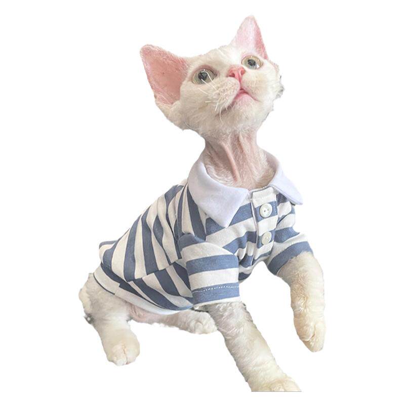 无毛猫衣服斯芬克斯德文衣服秋冬假领子POLO衫弹力纯棉网红同款