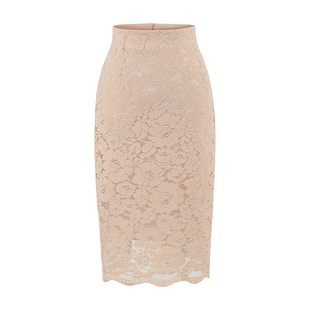 YoungGirlDay江南美人御姐纯欲风高腰后开叉蕾丝包臀中长款半身裙