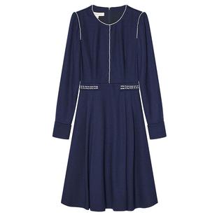 Goodland美地女装冬季时尚羊毛蒂凡尼假日法式收腰连衣裙