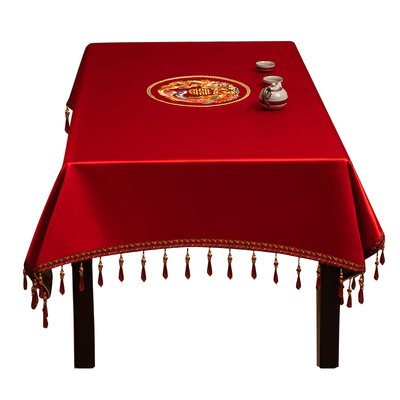 结婚正方形餐桌布红色喜字