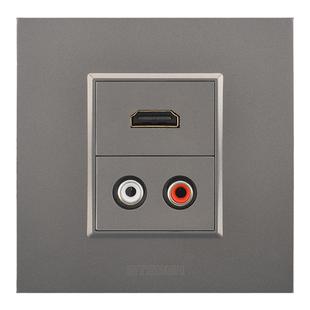 86型多媒体hdmi带AV莲花头音频面板 灰色 视频高清HDMI+音频插座