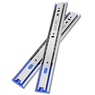 正304不锈钢加厚抽屉轨道家用静音3三节滑轨阻尼缓冲滑道反弹导轨