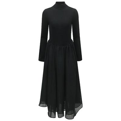 赫本风黑色针织连衣裙