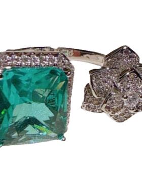 珠宝哥伦比亚祖母绿玫瑰花宝石项链宴会高定孔雀绿山茶花耳环套装