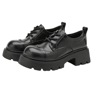 星期六女鞋厚底乐福鞋女款2025新款秋季黑色配裙子小皮鞋增高单鞋