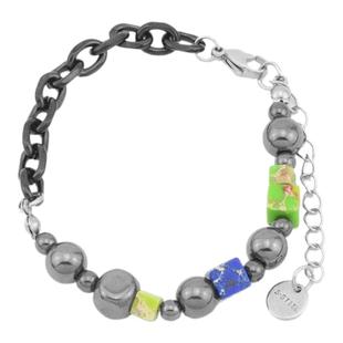 彩色方块拼接黑珍珠手链男ins轻奢小众设计高级感复古古巴手链潮