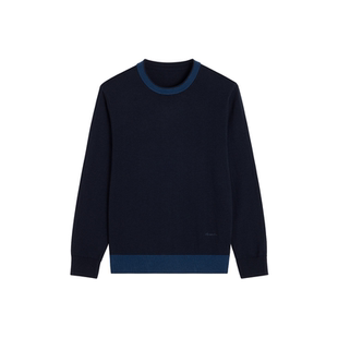 Aquascutum/雅格狮丹秋冬新品男士塔斯马尼亚羊毛圆领针织衫通勤