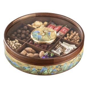 新中式千里江山九宫格果盘客厅零食篮干果盒收纳盒高颜值家用轻奢