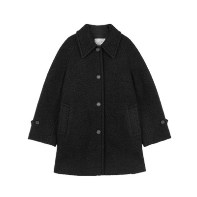 黑色羊毛绒呢子大衣外套女冬新