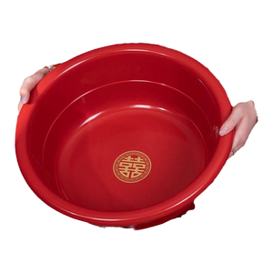 结婚用品娘家陪嫁红色盆