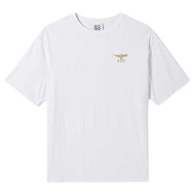 BOYLONDON立体字母满印提花男女款短袖2026年春夏新款T恤N01006