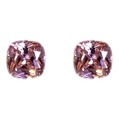 s925纯银女粉钻方钻公主方耳钉