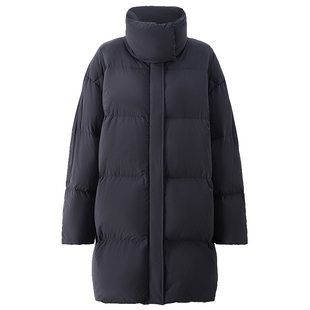 【季末折扣】欧时力 高弹中长款羽绒服外套立领保暖松弛2025冬新