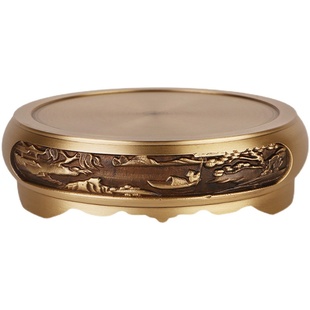 纯铜底座摆件香炉铜缸文昌塔葫芦底托万能通用山水荷花仿古工艺品