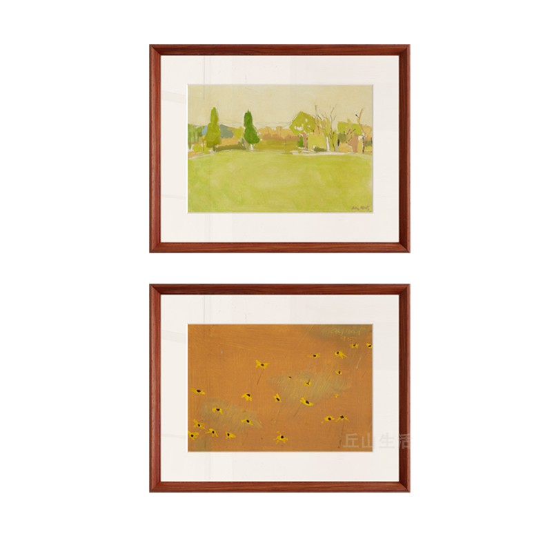 治愈系风景奶油原木风文艺挂画组合现代艺术装饰画卧室民宿酒店画