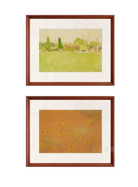 治愈系风景奶油原木风文艺挂画组合现代艺术装饰画卧室民宿酒店画