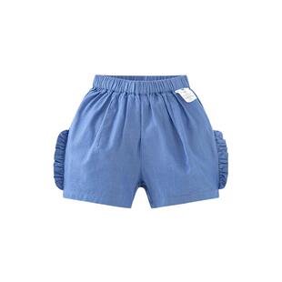 迷你巴拉巴拉女童短裤夏装柔软木耳边花苞裤宝宝萌趣透气裤子