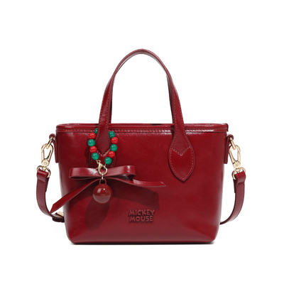 迪士尼包包女手提斜挎红色小众
