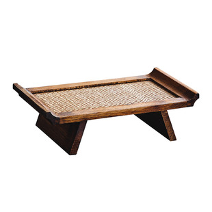 泰国实木家用干泡茶盘复古小茶台长方形茶杯具托盘禅意竹编茶托盘