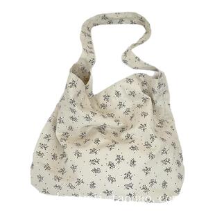 小白兔几 碎花帆布包包女春夏新款休闲一根带斜挎包大容量单肩包