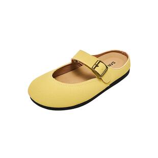 三福单鞋女韩系夏天一脚蹬不累脚平底鞋玛丽珍女鞋半拖鞋新款2026