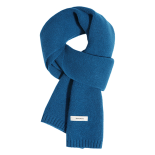 布里斯托蓝100%纯羊毛针织围巾2025新款冬季女款羊绒围脖生日礼物