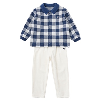 蓝狗25FW秋大格纹休闲套装