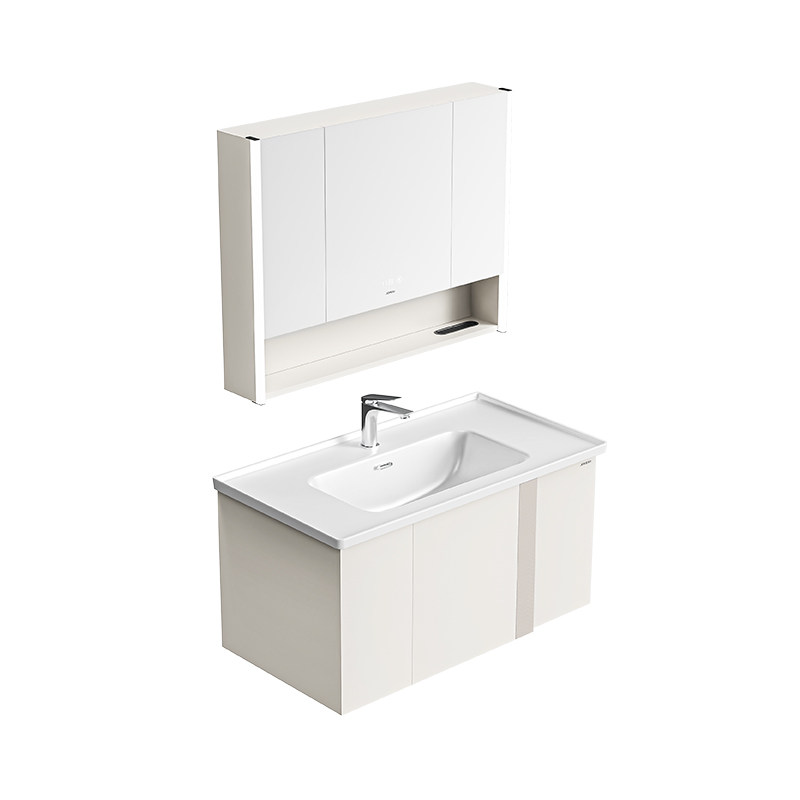 【直播间补贴】九牧卫浴奶油风现代简约浴室柜卫生间洗漱台陶瓷盆