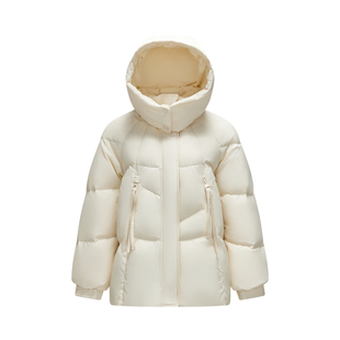 森马羽绒服女冬季中长款厚款80绒子宽松连帽质感简约百搭休闲外套