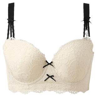 一家缘性感露肩带大杯文胸大码内衣大胸显小聚拢上托胸罩调整型薄