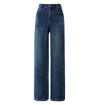 逸阳高腰宽松加绒保暖长直筒裤