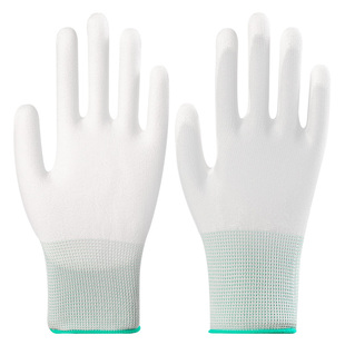 手套劳保工作耐磨PU手套涂掌尼龙橡胶涂指乳胶轻薄薄款女干活批发