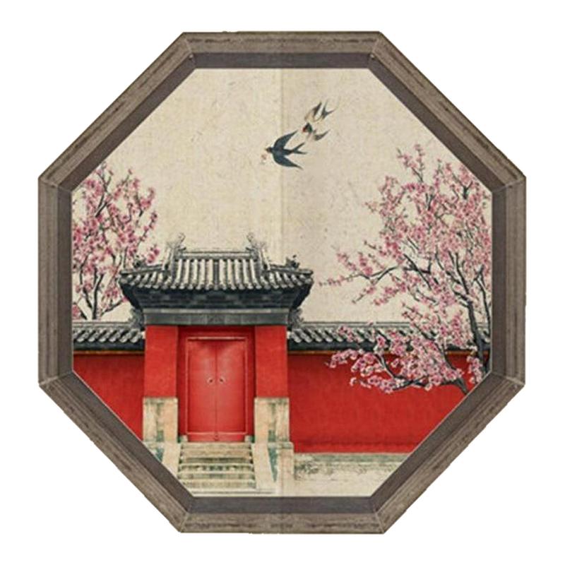 隔断白色挡风红色荷花卧室拼接定制客厅灯笼挂画家用分片保装饰帘