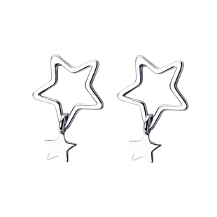 猫蛰伴生星纯银耳环女士镂空简约学生气质个性闺蜜百搭防过敏耳钉