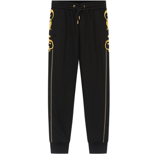 ZOUK条纹裤子秋冬款男高端休闲裤潮流复古宫廷风刺绣卫裤2023新款