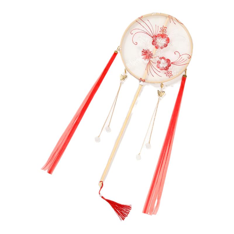 走秀汉服女童古风长柄飘带扇子