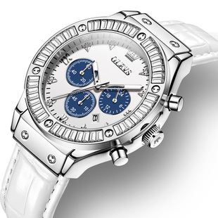 瑞士2025新款女士手表女款品牌正品白色皮带大表盘机械风石英表女