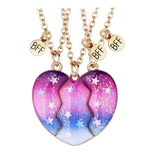 三人款好姐妹闺蜜项链女生信物磁吸拼接爱心吊坠友谊儿童生日礼物