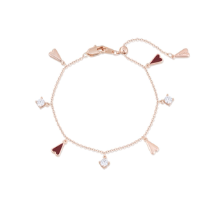 AJIDOU阿吉豆爱心手链气质潮流高级感轻奢小众红色锆石百搭女手链