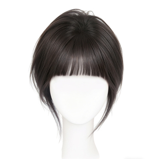 真发眉上刘海假发女片头顶补发无痕增发量蓬松圆脸漫画齐刘海