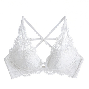 挂脖蕾丝美背内衣女聚拢小胸性感纯欲法式白文胸薄TheGreenParty