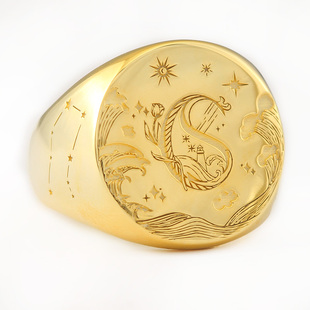 兰道饰匠戒指定制原创设计私人家族印章尾戒刻字纪念手工来图订做