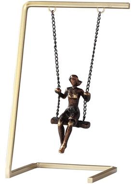 现代金属荡秋千情侣新家装饰摆件