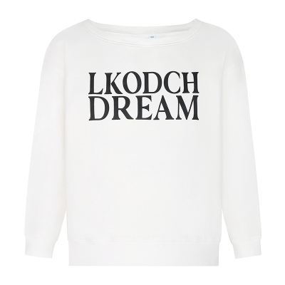 LKOD斜肩字母印花长袖卫衣