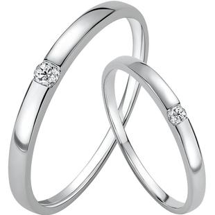 周六福18K金对戒情侣钻石戒指女士单镶璀璨求婚天然钻戒真钻男戒