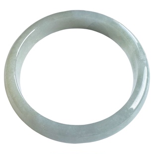 翡翠林 大圈口淡黄翡翠手镯64缅甸天然正品老坑A货白月光冰种玉镯