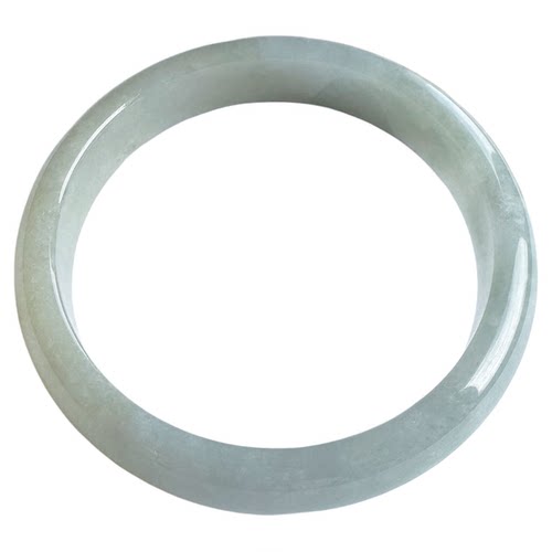 翡翠林 大圈口淡黄翡翠手镯64缅甸天然正品老坑A货白月光冰种玉镯