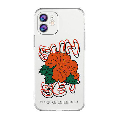 适用透明软壳扶桑花花朵简约